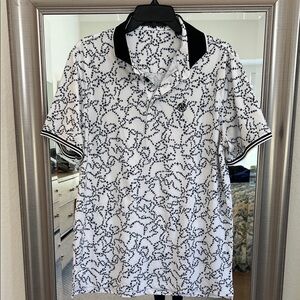 G/FORE Black and White Patterned Polo Shirt